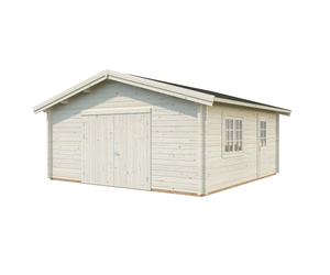 Roger L (5.6x5.6m | 27.7m2 | 70mm) Spacious Timber Log Garage with Wooden Gate