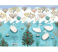 Roger la Borde Three Swans A Swimming Christmas Card Gold Foil 170 x 120 mm