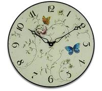 Roger Lascelles Clock, Wood, Multi-Colour, 36 x 4 x 36 cm, PUB/BUTTERFLIES