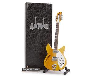 Roger McGuinn (The Byrds) Miniature Guitar Replica - Music Gifts - Handmade Ornamental 1/4 Scale - Includes a Display Box, Name Tag and Miniature Guitar Stand