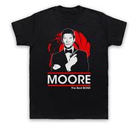 Roger Moore The Best Bond British Spy Secret Agent 00 Double O Mens T-Shirt, Black, XL