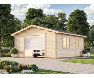 Roger S (4.7x5.7m | 23.9m2 | 44mm) Log Garage with Sectional Door