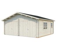 Roger XL (6x5.3m | 28.4m2 | 44mm) Timber Log Double Garage with Wooden Gates