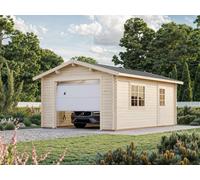 Roger XS (3.8x5.7m | 19m2 | 44mm) Compact Timber Log Garage with Sectional Door