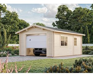 Roger XS (3.8x5.7m | 19m2 | 44mm) Compact Timber Log Garage with Sectional Door