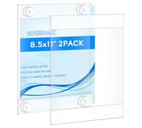 rogeramz 8.5 x 11 Acrylic Sign Holder with 12 Suction Cups, Clear Plastic Window Sign Holder, Wall Mount Advertising Frames for Glass Doors - Perfect for Malls, Offices, Homes, Stores, and Restaurants