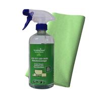 ROGGE Screen Clean 500 ml Screen Cleaner 100% Recycled Bottle R-PET for LCD/TFT/LED/OLED TV Includes 2x Vileda Professional Microfibre Cloth QuickStar Micro 38 x 40 cm Green