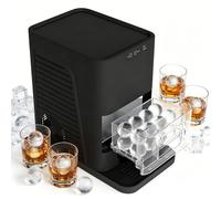 ROGHA 2'' Clear Ice Ball Maker Machine Countertop, 2pcs Ice Spheres in 60-90mins, Self-Cleaning, Clear Sphere Ice Maker for Whiskey, Bourbon & Cocktails Black