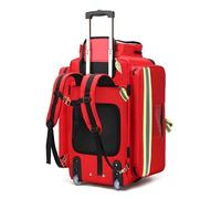 ROGHA Doctor Kit Trolley,Large First Aid Bag Empty,Multi-Pocket and Reflective Strip Design,Fire-retardant&1800D Oxford Cloth,for EMT/Doctor Red
