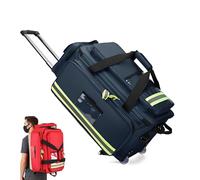 ROGHA First Responder Bag with Wheels,Portable Empty First Aid Kit Bag Bulk,Fire-Retardant 1800D Oxford Cloth,Emergency Kits Storage with Compartments,for EMT Blue