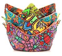ROGITU Cotton Microwavable Bowl Cozy, Microwave-Safe Hot Bowl Holders, Soup Bowl Cozy Bowl Hot Pads (D)