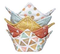 ROGITU Cotton Microwavable Bowl Cozy, Microwave-Safe Hot Bowl Holders, Soup bowl Cozy Hot Pads (Boho)