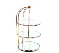 Rogowsen Gold Cake Stand, 3- Tier Cake Stands with Bird Cage Shaped, Birdcage Shape Vanity Dresser Organizer Tray, Jewelry Trinket Tray, for Party Dessert Fruits Display Stand Metal Candle Stand