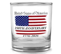 Rogue River Tactical 250th Anniversary America Patriotic Veteran Old Fashioned Glass Gift For Patriot USA Flag 1776-2026 Semiquincentennial