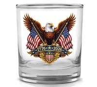 Rogue River Tactical 250th Anniversary America Patriotic Veteran Old Fashioned Glass Gift For Patriot USA Flag 1776-2026 Semiquincentennial (Eagle)