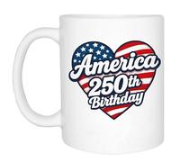 Rogue River Tactical 250th Anniversary America Years Patriotic USA Flag Funny Coffee Mug Novelty Cup Gift 1776-2026 (Heart)