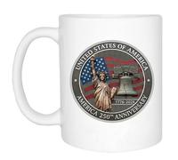 Rogue River Tactical 250th Anniversary America Years Patriotic USA Flag Funny Coffee Mug Novelty Cup Gift 1776-2026 (Liberty)