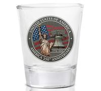 Rogue River Tactical 250th Anniversary Patriotic USA Flag America Shot Glass Gift For Military Veteran or American 1776-2026 Semiquincentennial Freedom (Liberty)