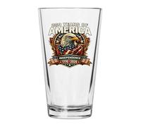 Rogue River Tactical 250th Anniversary USA Flag Patriotic Glass Drinking Cup Pint 16oz Pub Gift For Any Patriotic American USA Flag 1776-2026 Semiquincentennial (Eagle Head)