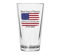 Rogue River Tactical 250th Anniversary USA Flag Patriotic Glass Drinking Cup Pint 16oz Pub Gift For Any Patriotic American USA Flag 1776-2026 Semiquincentennial (Flag)