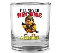 Rogue River Tactical Funny I'll Never Become a Nugget USA Patriotic Veteran Old Fashioned Glass Gift For Patriot Gift For Him Sarcastic Joke Men Chicken