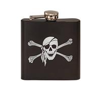 Rogue River Tactical Funny Pirate Stainless Steel Hip Flask Premium Matte Black Makes a Great Gift for Him Dad Gag Joke Skull and Crossbones