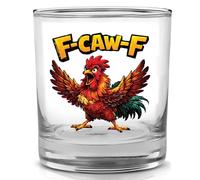 Rogue River Tactical Funny Sarcastic Gag Gift Rooster F Caw F Old Fashioned Whiskey Glass Drinking Cup Gift for Him Men Dad Grandpa
