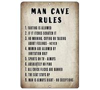 Rogue River Tactical Funny Sarcastic Metal Tin Sign Wall Decor Man Cave Bar Mancave Rules For Men Him
