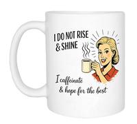 Rogue River Tactical I Don't Rise and Shine Funny Sarcastic Novelty Coffee Mug Cup Great Gag Gift Idea for Work Employee, Boss and Coworker, 11 Oz, White (Rise and Shine)