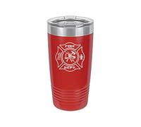 Rogue River Tactical Red Firefighter 20 Oz. Travel Tumbler Mug Cup w/Lid Vacuum Insulated Fire Fighter Department FD Fireman Gift Fire Dept.
