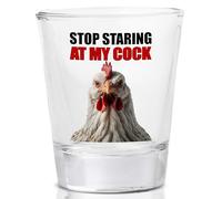 Rogue River Tactical Sarcastic Funny Stop Staring At My Rooster Sucker Shot Glass, Gift Idea for Friend, Coworker or Boss, 1.5 Ounce Joke