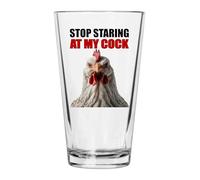 Rogue River Tactical Stop Staring At My Rooster Sarcastic Funny Beer Glass Drinking Cup Pint 16oz Pub Gag Gift Hilarious Joke For Men Him Husband Father's Day