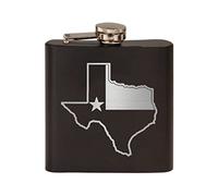 Rogue River Tactical Texas State Flag Outline Stainless Steel Hip Flask Premium Matte Black Makes a Great Gift For Him Dad Father Texan TX