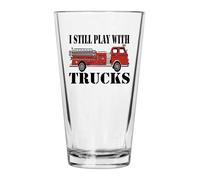 Rogue River Tactical Thin Red Line Beer Glass Drinking Cup Pint 16oz Pub Gift For Firefighter Fire Department Firemen Funny Sarcastic Joke (Fire Trucks)