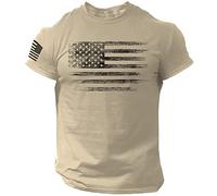 Rogue Style Distressed American Flag Men T Shirt - USA - beige - Medium