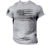 Rogue Style Distressed American Flag Men T Shirt - USA, Gray, Medium