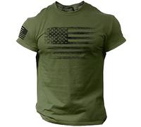 Rogue Style Distressed American Flag Men T Shirt - USA - green - Medium