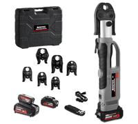 ROGVOC Electric Pipe Crimping Tool Kit with 6 Pro Press Jaws, Pro Press Tool for 1/2 to 2 inches Copper Pipes and Stainless Steel Pipes, 2pcs 4 Ah Battery and Charger, Carrying Case Included