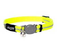 ROGZ ALLEYCAT CAT COLLAR WITH BREAKAWAY BUCKLE AND NIGHT TIME VISABILITY (Daylgo)),Yellow,3/8" Small