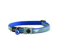 Rogz Catz NightCat Floral Collar, Blue,3/8" Small