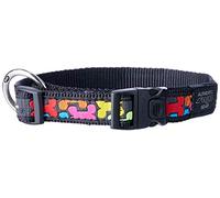 Rogz Fancy Dress Dog Collar Black with Bone Design Large 34-56cm