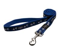 ROGZ Fancy Dress Extra Large 1-Inch Armed Response 6-ft Long Fixed Dog Lead, Zebra Paws on Blue Design