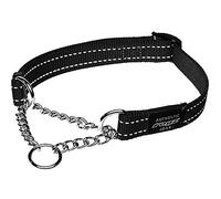 Rogz Utility Medium 12/18-Inch Reflective Snake Obedience Half-Check Dog Collar, Black