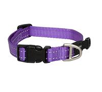 Rogz Utility Medium 5/8-Inch Reflective Snake Dog Collar, Purple