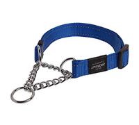 Rogz Utility Medium 5/8-Inch Reflective Snake Obedience Half-Check Dog Collar, Blue