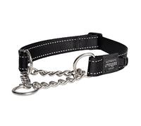 Reflective Nylon Choke Collar; Slip Show Obedience Training Gentle Choker for Extra Large Dogs, Black