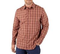 Rohan Men's Portreath Long Sleeve Check Shirt, Mens Relaxed Fit Anti Odour Shirt with UPF 40+ Sun UV Protection - Earth Red/Dusk Orange Check, L