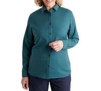 Rohan Women's Cove Long Sleeve Shirt, Button Down Ladies Stretchy Shirt - Abyss/Pacific Green Gingham, 12