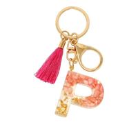 Rohans Pink and Gold Resin Alphabet Initial Letter Keychain, Bag Charm, Key Ring with Lobster Clasp