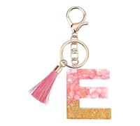 Rohans Pink and Gold Resin Alphabet Initial Letter Keychain, Bag Charm, Key Ring with Lobster Clasp